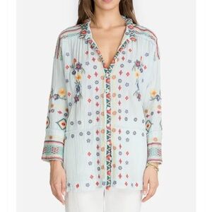 Johnny Was Florance Gauze boho embroidered floral  Blouse
